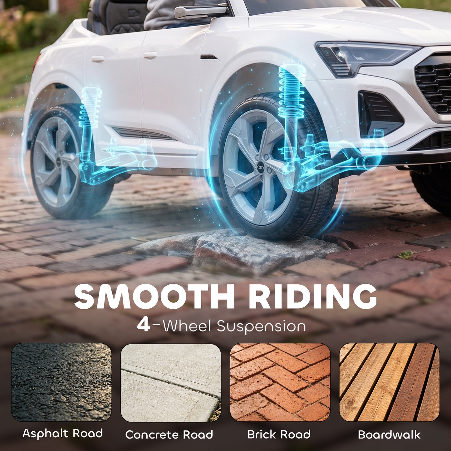 Audi Q8 etron Sportback Licensed Ride on Car with Remote Control, Four-Wheel Suspension, Soft Start for Ages 3-4, White