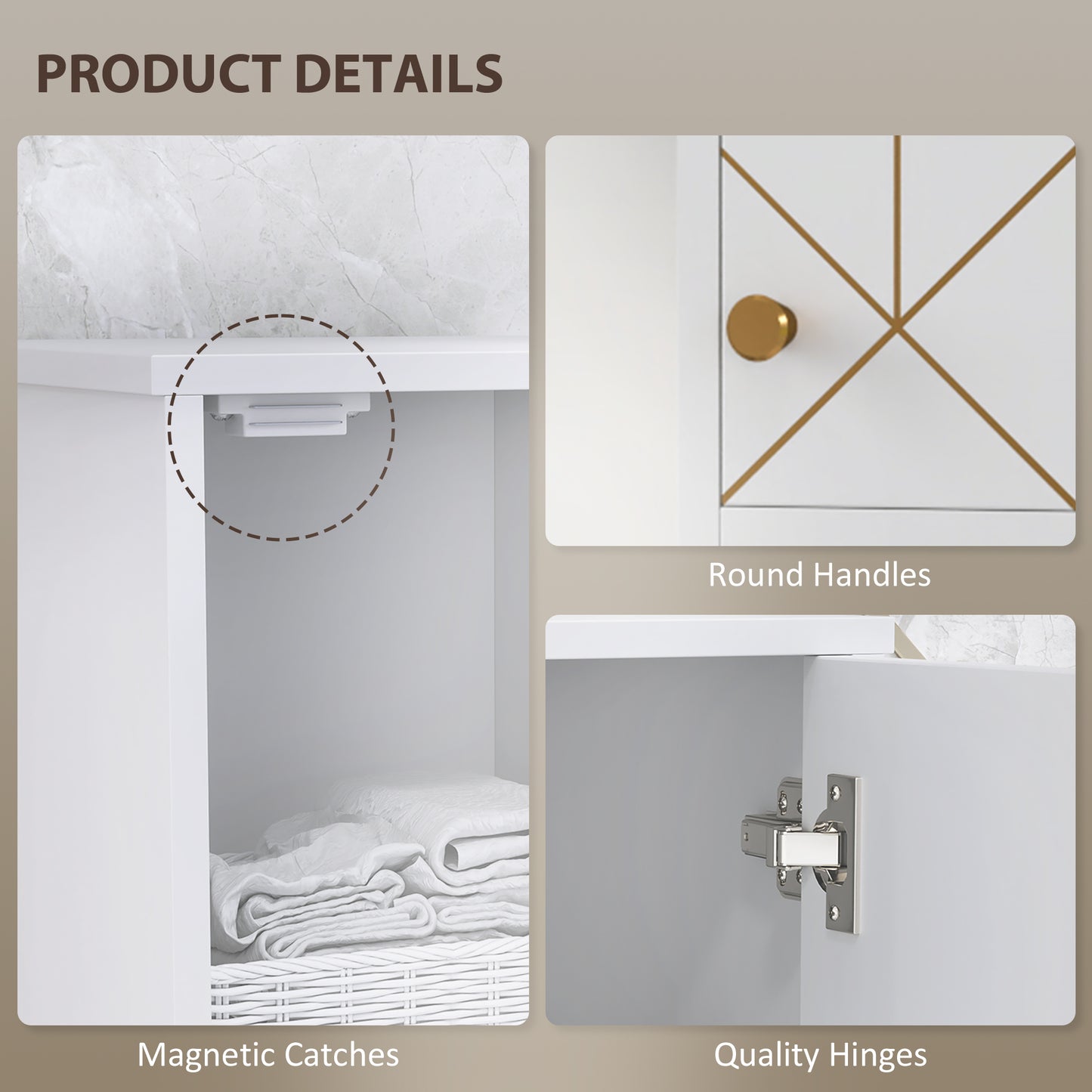 Tall Bathroom Storage Cabinet with Doors, Slim Bathroom Storage Unit with Adjustable Shelves