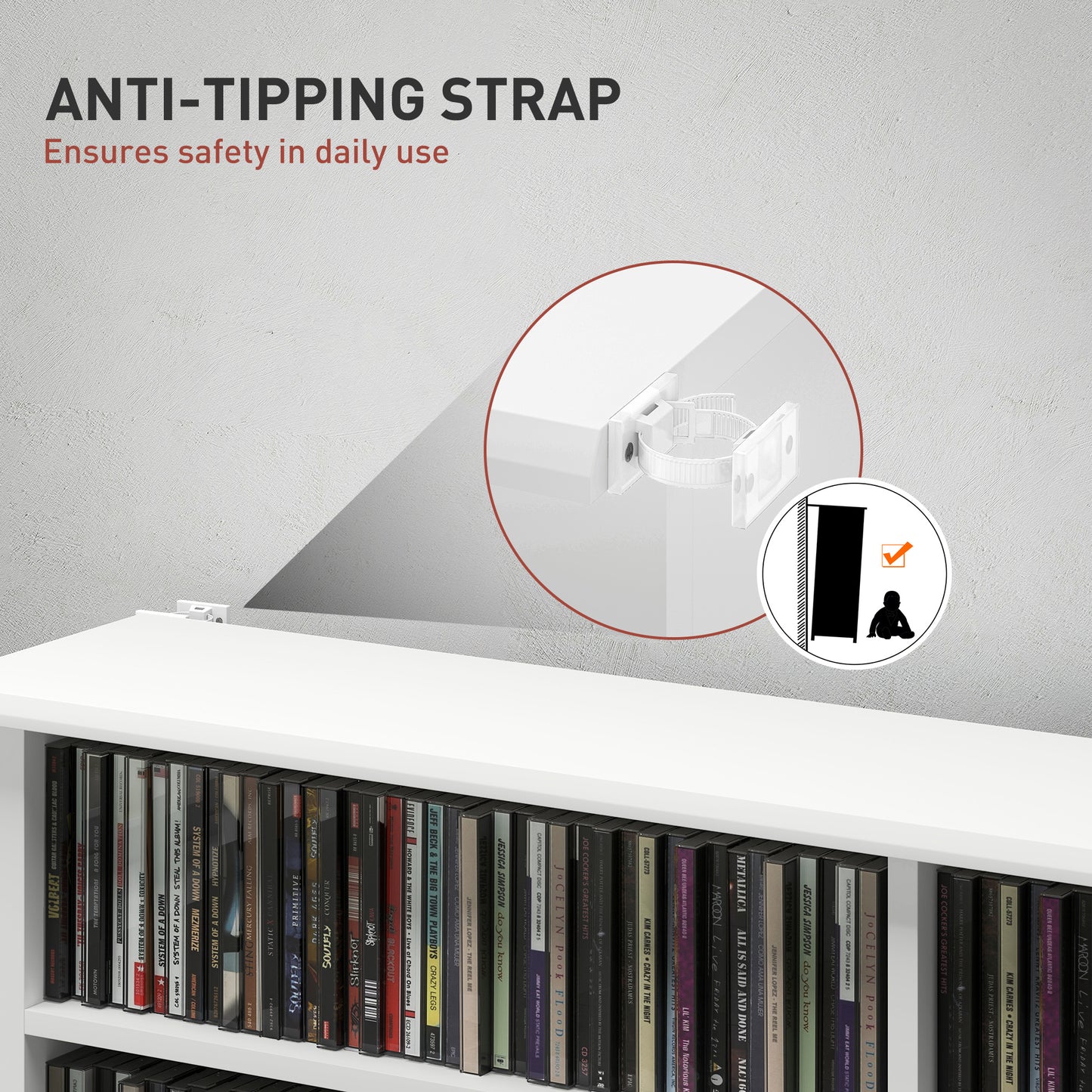 16-Compartment Media Shelf- White