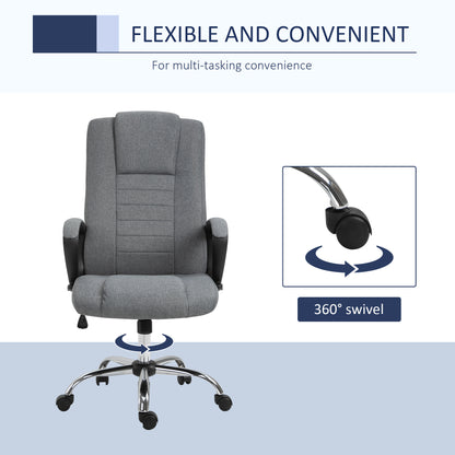 Linen-Look Swivel Office Chair - Dark Grey