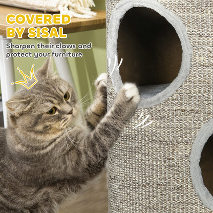 Cat Climbing Frame, Covered with Sisal, Cosy Platform - Light Grey