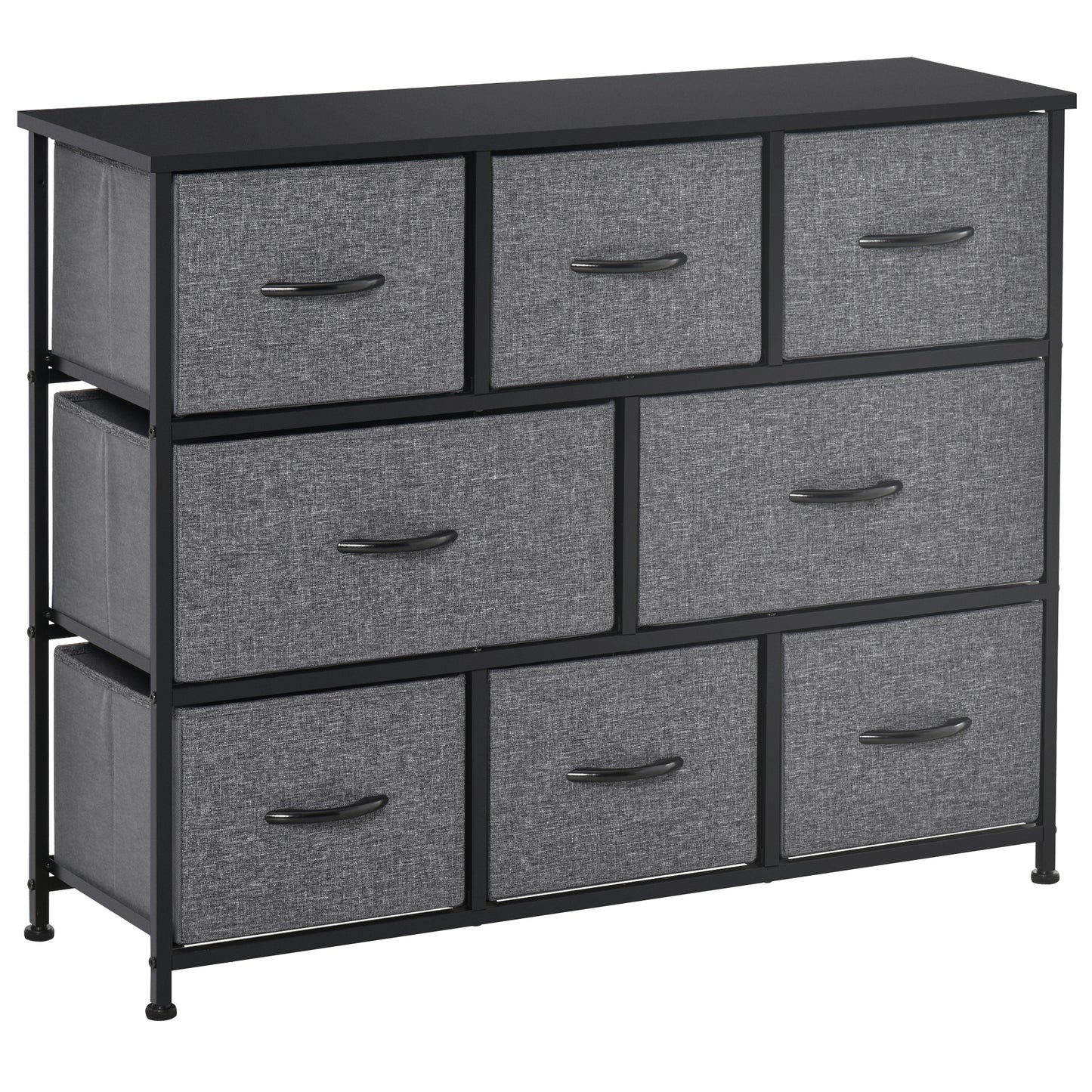 Chest of Drawers with 8 Foldable Drawers, 3-Tier Fabric Bedroom Dresser, Clothes Storage Unit for Bedroom Living Room