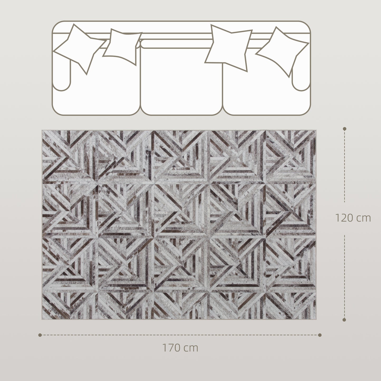 Modern Area Rug, Triangle Pattern Non-Slip Washable Rug, Chenille Floor Carpet for Living Room, Bedroom, Dining Room