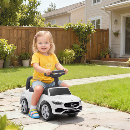 Official Mercedes-Benz Ride On Car, Foot to Floor Sliding Walker with Horn, Engine Sounds and Under-Seat Storage, White