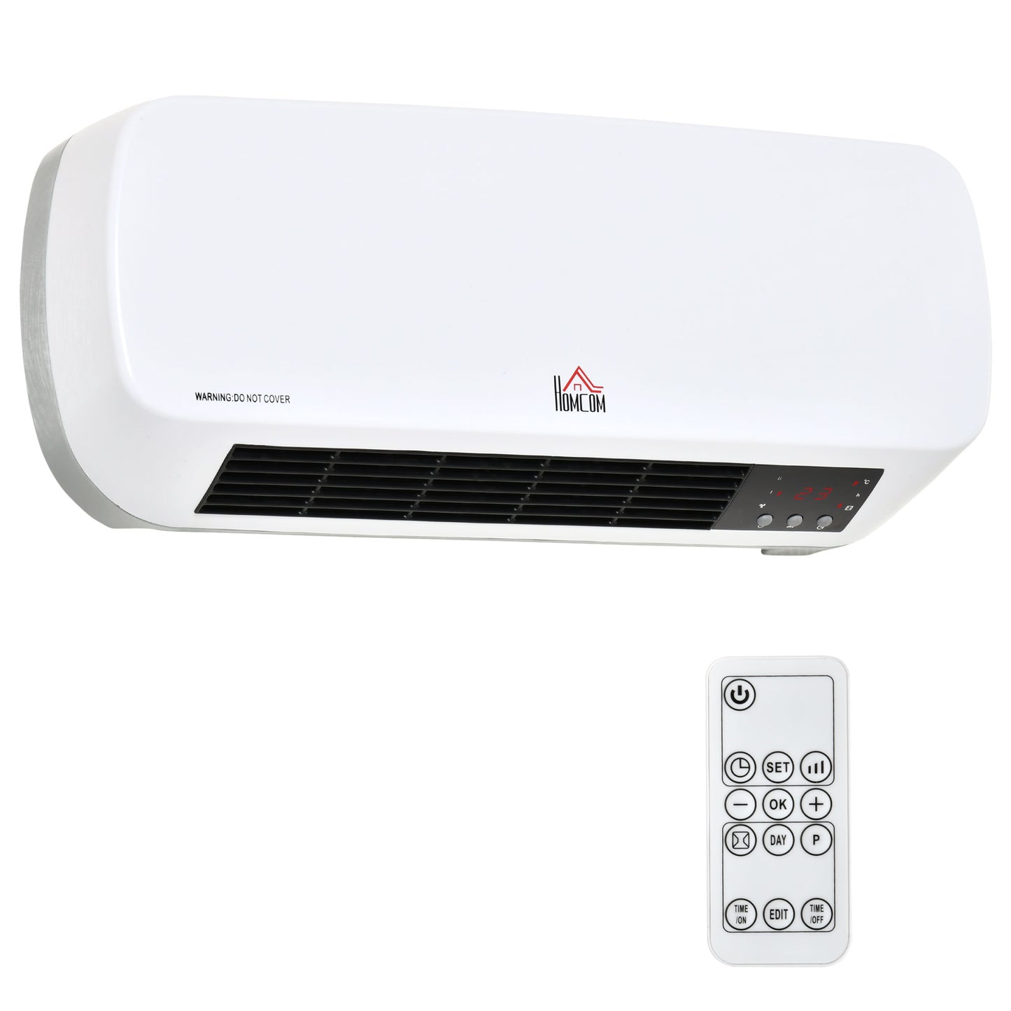 2000W Wall Mounted Ceramic Space Heater, 10-49°C Temperature, White