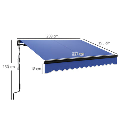 2.5 x 2m Electric Awning with LED Light and Remote Controller, Aluminium Frame DIY Retractable Awning