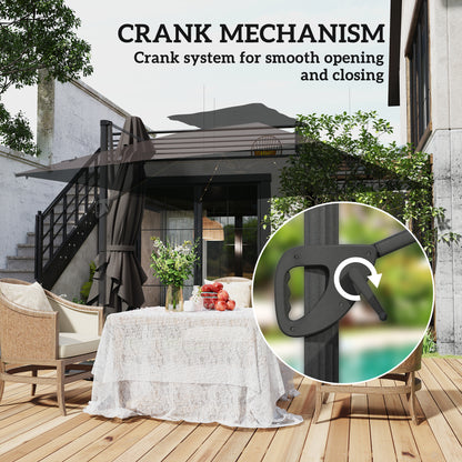 3.5x3 m Garden Cantilever Parasol with Solar LED Lights and Centre Light, Aluminium Large Square Patio Umbrella