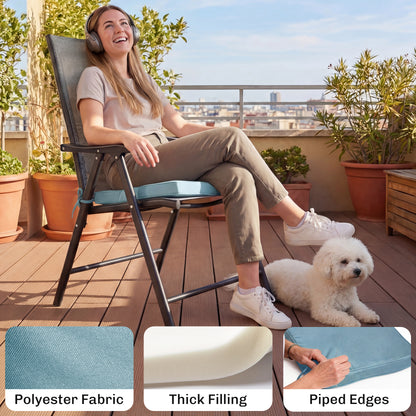 Set of 6 Chair Cushion Seat Pads Dining Chair w/ Straps, Indoor Outdoor Removable Tie On Garden Patio, Light Grey