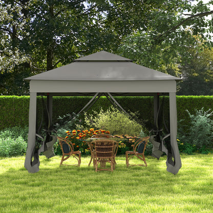 3 x 3(m) Pop Up Gazebo, Double-roof Garden Tent with Netting and Carry Bag, Party Event Shelter for Outdoor Patio, Dark Grey