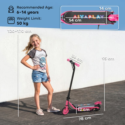 Electric Scooter for Kids Aged 6-14 Years, with Colourful Lights, Pink