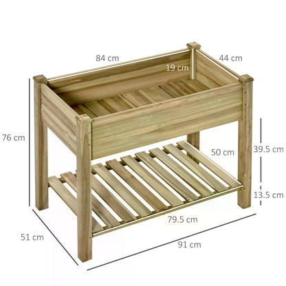 Garden Wooden Planters， Raised Garden Bed with Legs and Storage Shelf Elevated Wooden Planter Box