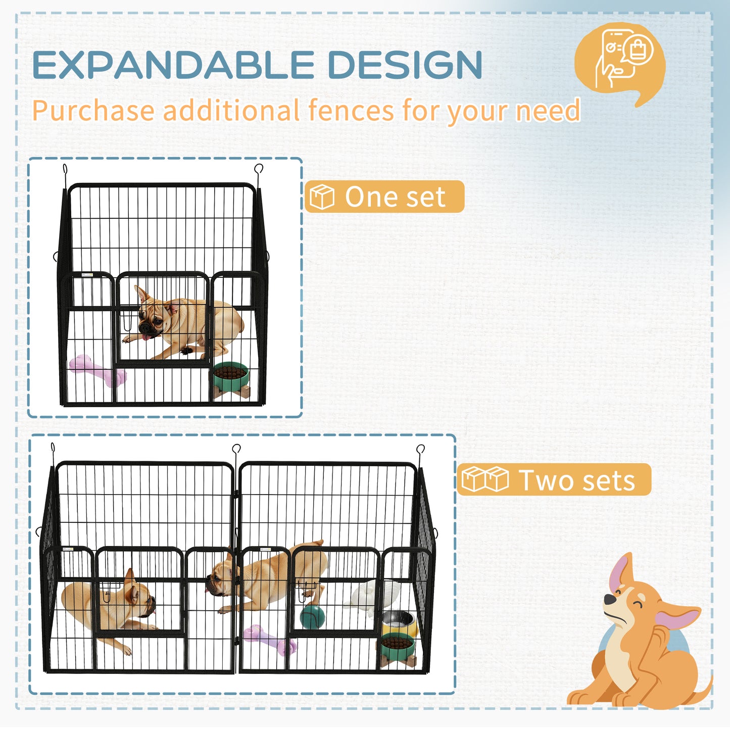 Heavy Duty Dog Playpen, 4 Panel Puppy Pen, Foldable Dog Kennel Both Indoor Outdoor Use Collapsible Design 82L x 82W x 60H (cm