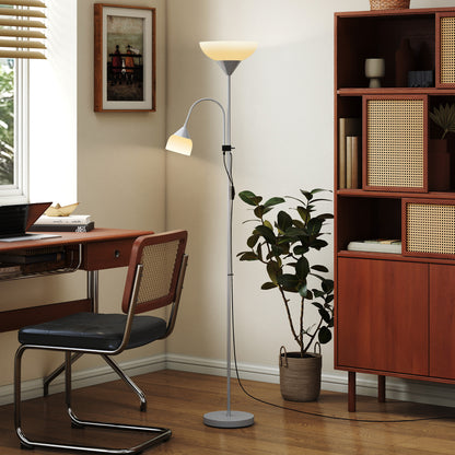 LED Floor Lamp for Living Room, 180cm Tall Standing Lamp, Mother and Child Uplighter with Adjustable Gooseneck