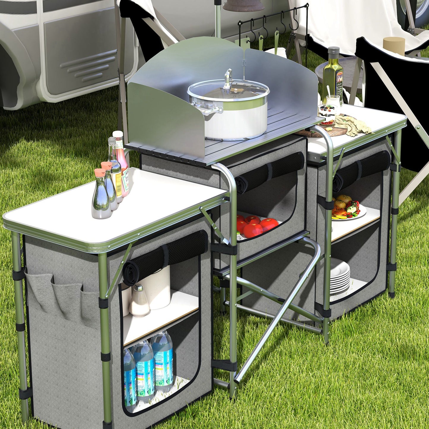 Multi-Storage Portable Camping Kitchen, with Carry Bag
