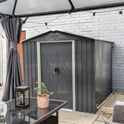 6.5x3.5ft Metal Garden Storage Shed for Outdoor Tool Storage with Double Sliding Doors and 4 Vents, Dark Grey