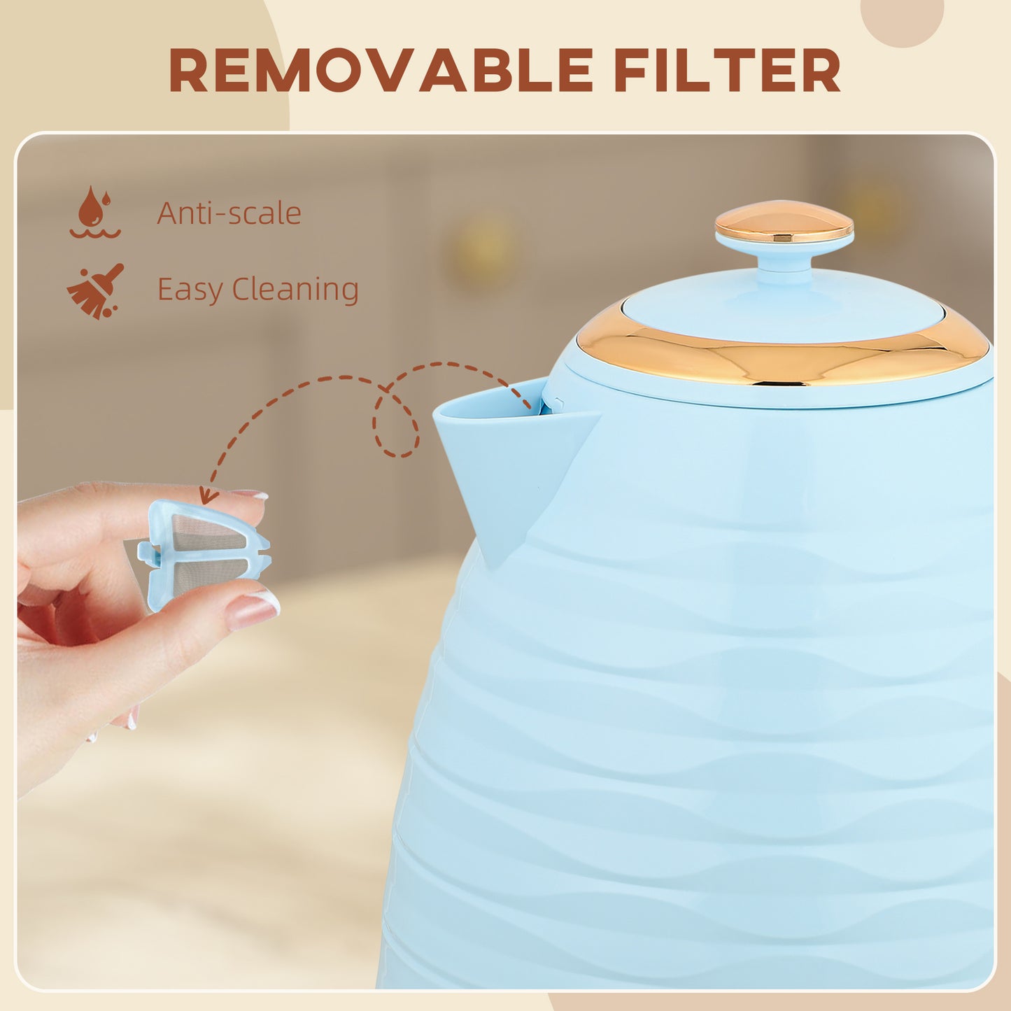 3kW Rapid Boil Honeycomb Kettle - Light Blue