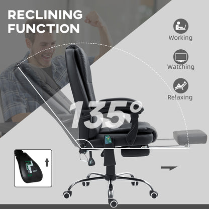 Office Chair with 6 Point Massage and Back Heat, PU Desk Chair with Footrest Adjustable Height and Swivel Wheels