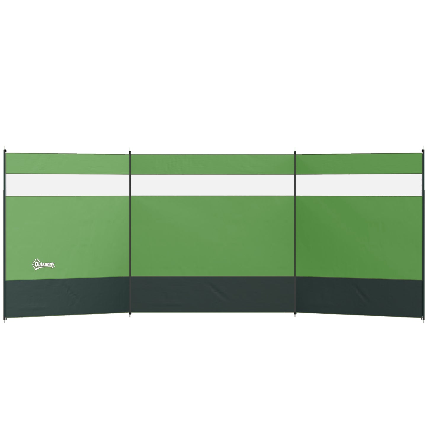 Camping Windbreaker with Clear Windows, Carry Bag and Steel Poles, for Beach Caravan Campervan, 440 x 140cm, Army Green