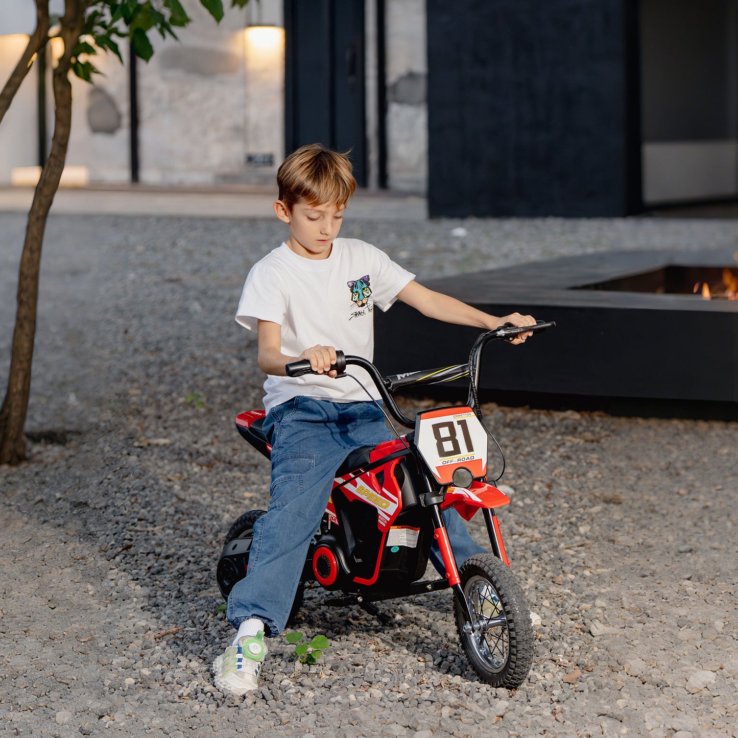 Kids Electric Motorbike 3 Gearboxes Speed Ride on Motorcycle with 41min Ranges - Red