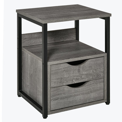 Industrial Side Table with Drawer, Sofa Table, Bedside Cabinet with Storage Shelf, Slim Nightstand for Living Room, Bedroom