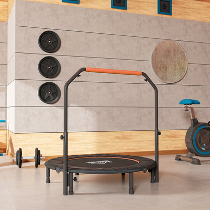 48" Foldable Mini Fitness Trampoline, with Adjustable Foam Handle, Orange