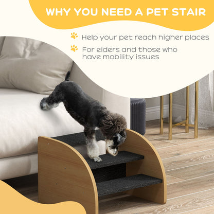 Dog Steps for Sofa and Bed, 3-Step Dog Stairs, Pet Stairs with Side Panels, Non-Slip Feet for Small Puppies