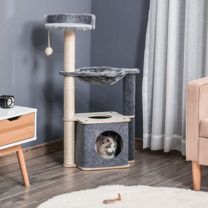 Cat Tree for Indoor Cats 95cm Climbing Tower Kitten Activity Center