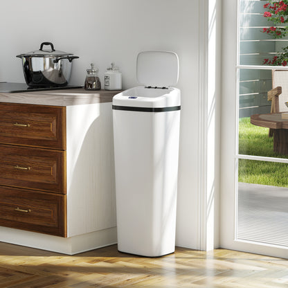 50L Stainless Steel Sensor Bin - White