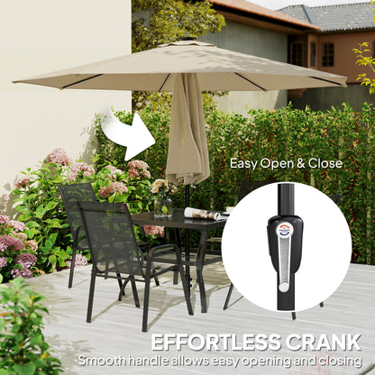 3 m Garden Parasol Umbrella with 112 Solar Powered LED Lights, Patio Umbrella with Crank Handle, Beige