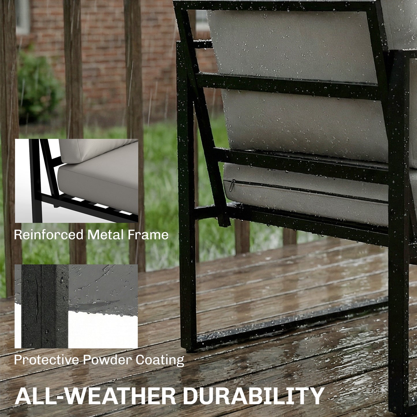 Outdoor Garden Furniture Set, 4 Piece Patio Furniture with Slatted Table, Indoor Outdoor Balcony Patio Conservatory Set