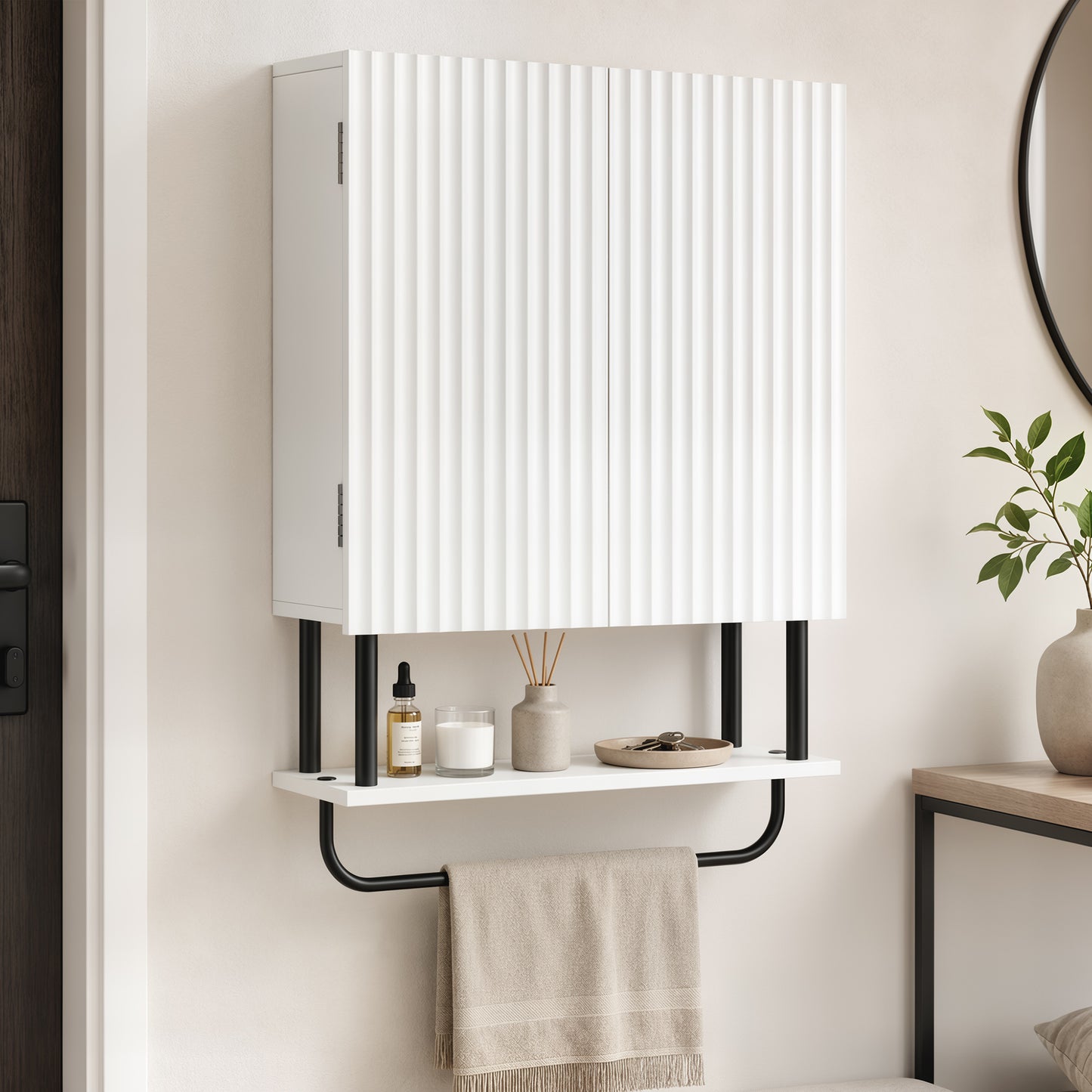 Bathroom Wall Cabinet Modern Space Saver Wall Mounted Cabinet Doors Storage White