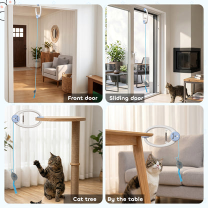 Interactive Cat Toys for Indoor Kittens & Adult USB Rechargeable Door Hanging Bouncing Mouse Teaser