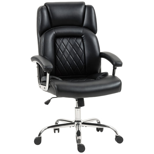 Big and Tall Office Chair 180kg with Spring Cushion, PU Leather - Black