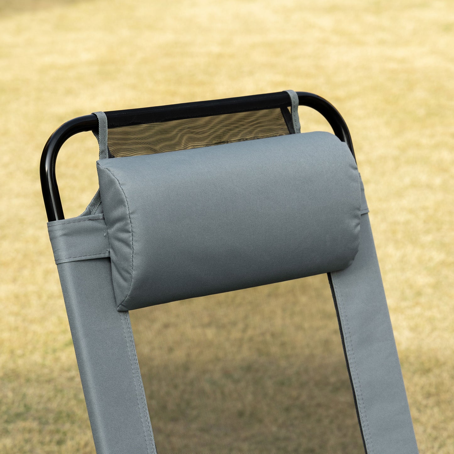 Set of 2 Portable Folding Recliner Outdoor Patio Adjustable Backrest, Grey