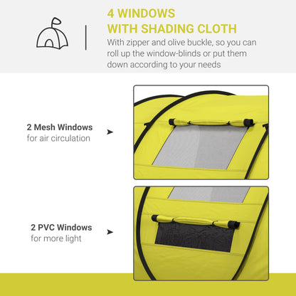 4 Person Pop-up Camping Tent, Family Dome Tent with Ground Sheet, 4 Windows and Portable Carry Bag for Beach Outdoor Trip