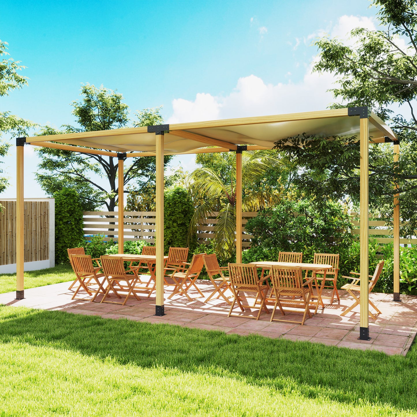 12PCS Pergola Kit, Pergola Brackets with 3-Way & 4-Way Corner Brackets for 9.6 x 9.6 cm (Actual 9.2 x 9.2 cm) Lumber