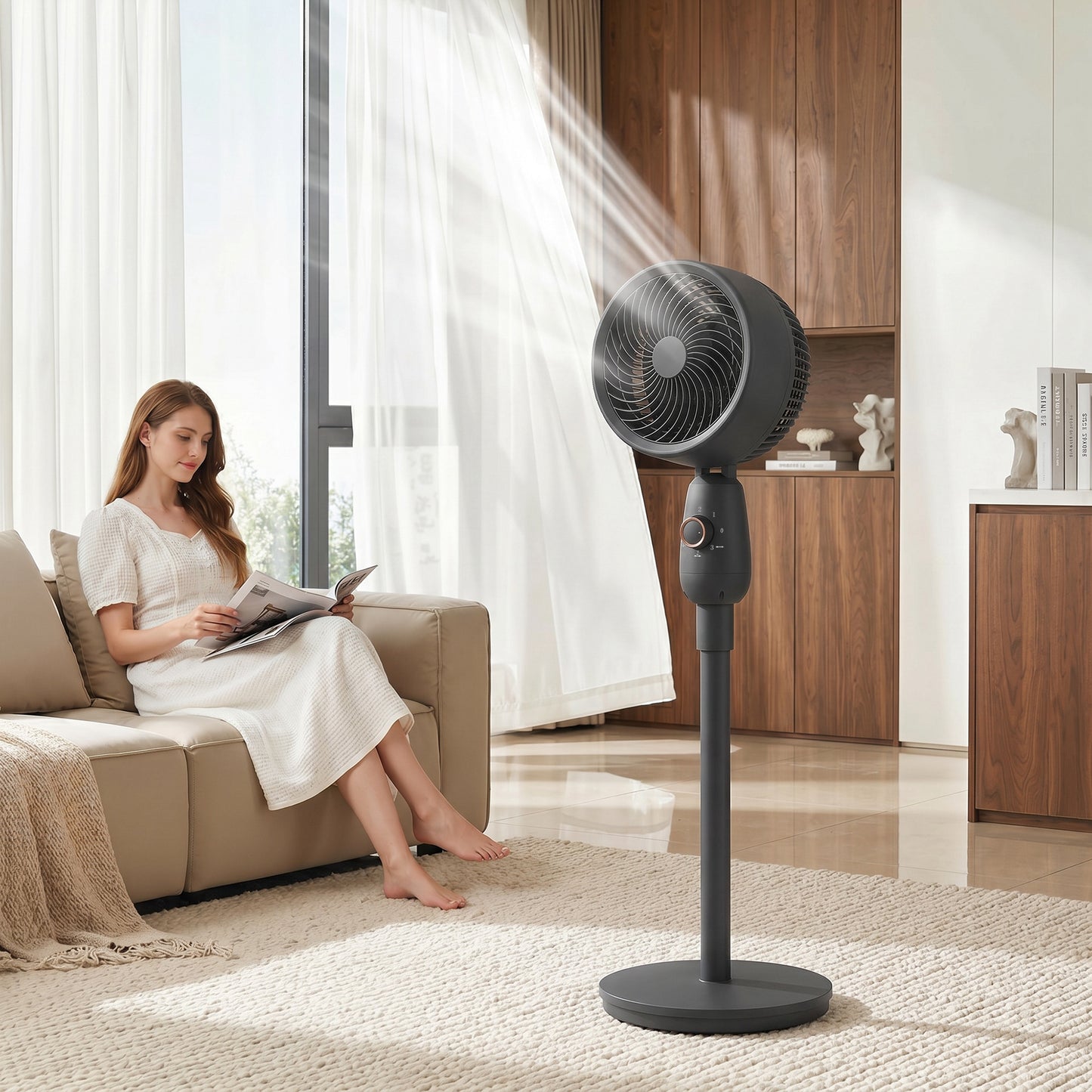 Pedestal Fan, Powerful Air Circulator, 36 Inch Floor Standing Fan with 3 Speed Settings, 70° Oscillating for Bedroom