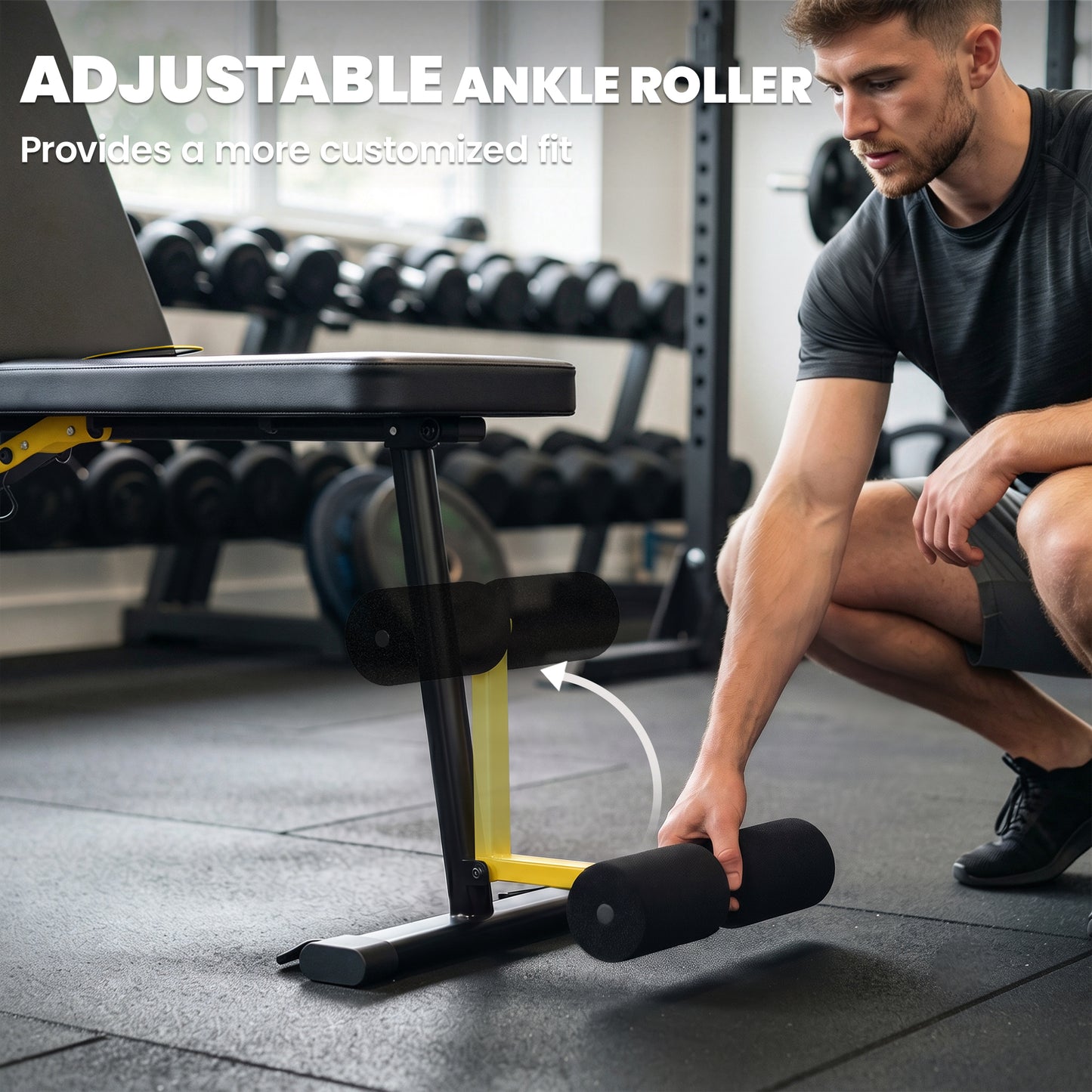 Adjustable Weight Bench, 300kg Incline Decline Flat Foldable Bench Press with 7 Backrest Positions and Resistance Bands