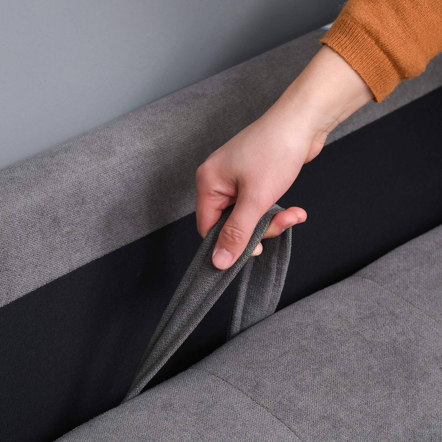 2 Seater Storage Sofa, Fabric Couch with Hidden Under Seat Storage, Thick Cushions