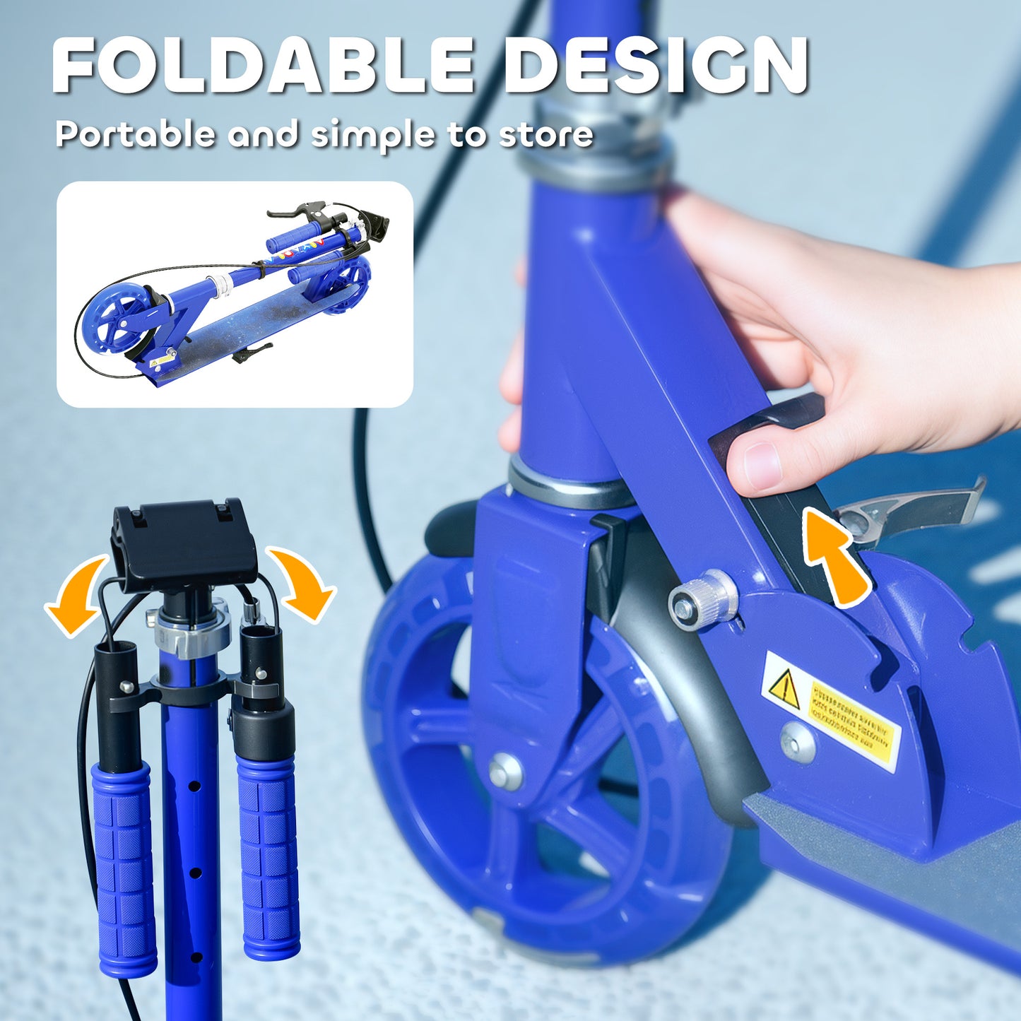 Scooter for Kids Aged 3-8 Years, with Adjustable Handle, Two Light Up Wheels, Handbrake, Rear Brake, Blue
