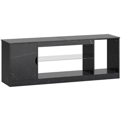 TV Stand Cabinet, Marble Effect TV Unit for up to 55" TVs with Glass Shelf and Storage Cabinet