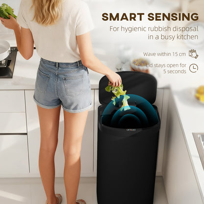 55L Sensor Bin with Soft-Close Lid, Automatic Touchless Motion Sensor Kitchen Bin with Fingerprint Resistant Stainless Steel