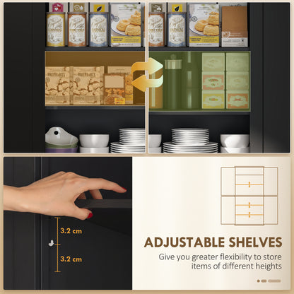Kitchen Storage Cabinet with Drawer and Adjustable Shelves - Black