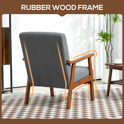 Armchair with Wide Seat, Boucle Accent Chair, Thick Padded Occasional Chair