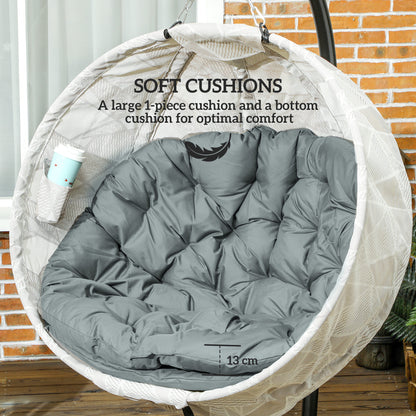 Hanging Egg Chair Outdoor Indoor Garden Swing Chair with Folding Basket, Garden Hanging Chair with Stand, Thickened Cushion