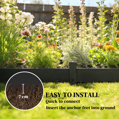 5pcs Garden Fence, Metal Picket Fence Panels, 102x15cm, Black