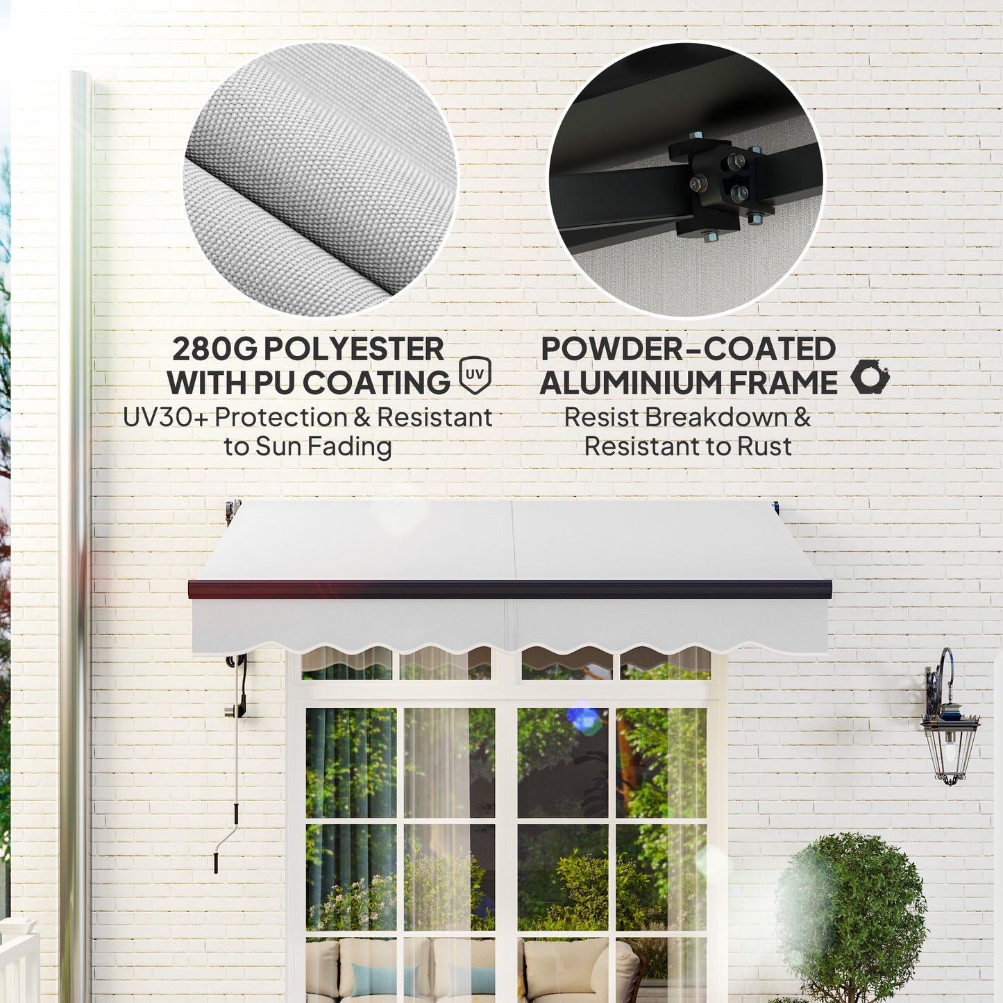 2.5 x 2m Electric Awning with Remote Controller, Aluminium Frame DIY Retractable Awning