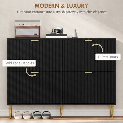 Elegant Four-Drawer Shoe Cabinet - Black