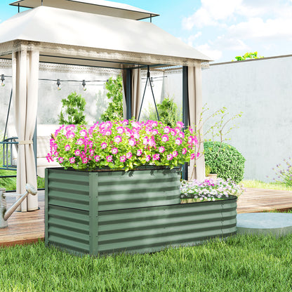 Two-Tier Galvanised Steel Garden Planter - Light Green