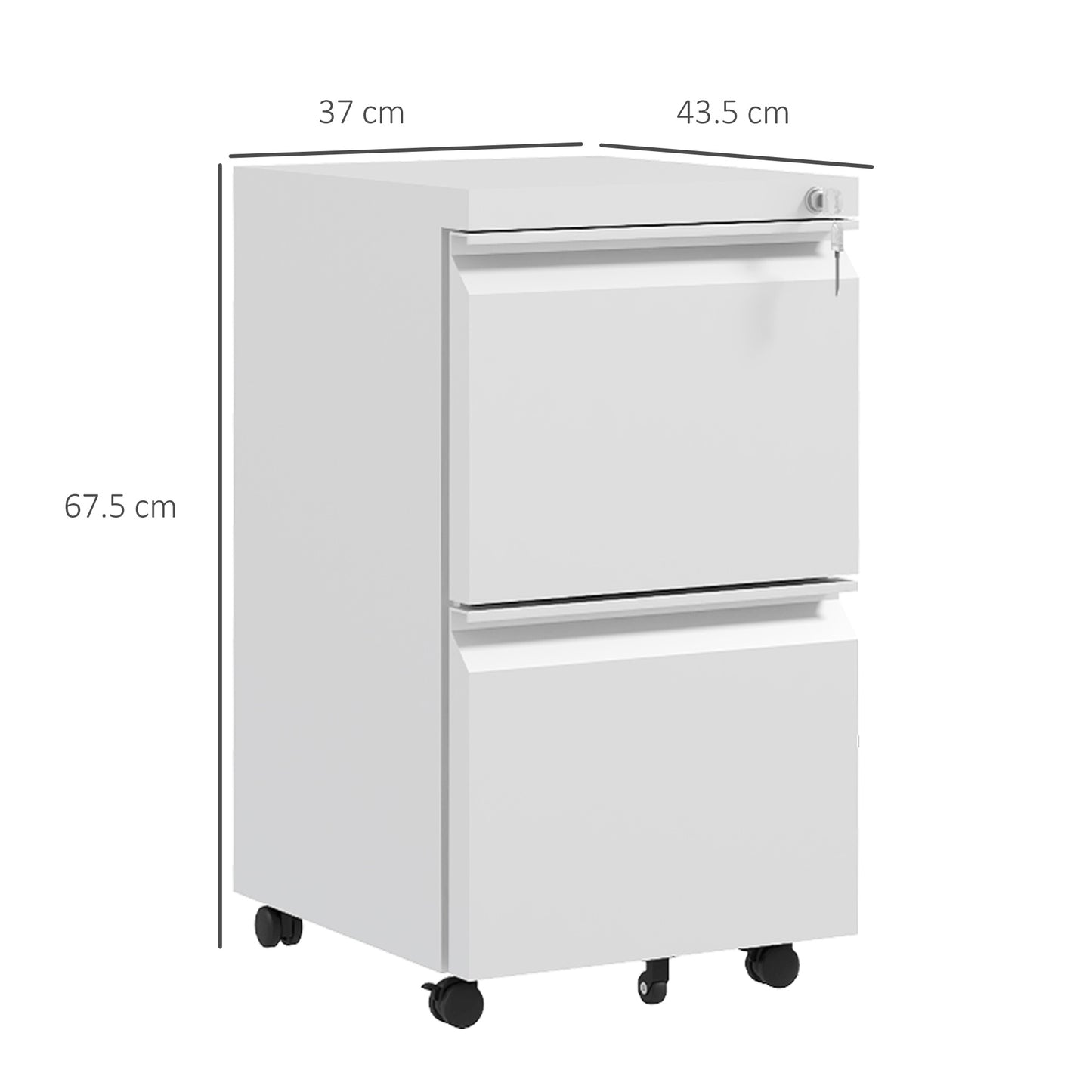 2-Drawer Filing Cabinet w/ Adjustable Hanging Bar Lockable File Cabinet White
